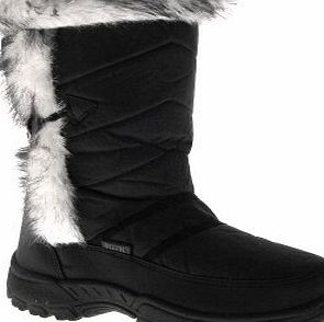 LD Outlet WOMENS LADIES GIRLS KIDS TOGGLE SNOW BOOTS FUR LINED SKI MOON JOGGER MATT BLACK SIZE 6