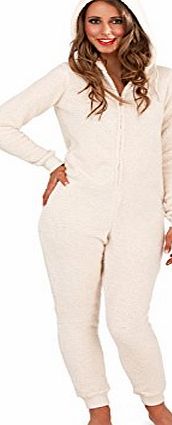 LD Outlet Womens Onesies Full Length Fleece Onesie Hooded All In One Jumpsuit Bathrobe Girls Ladies Medium