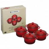 le creuset Cerise Petite Casserole 4 pack