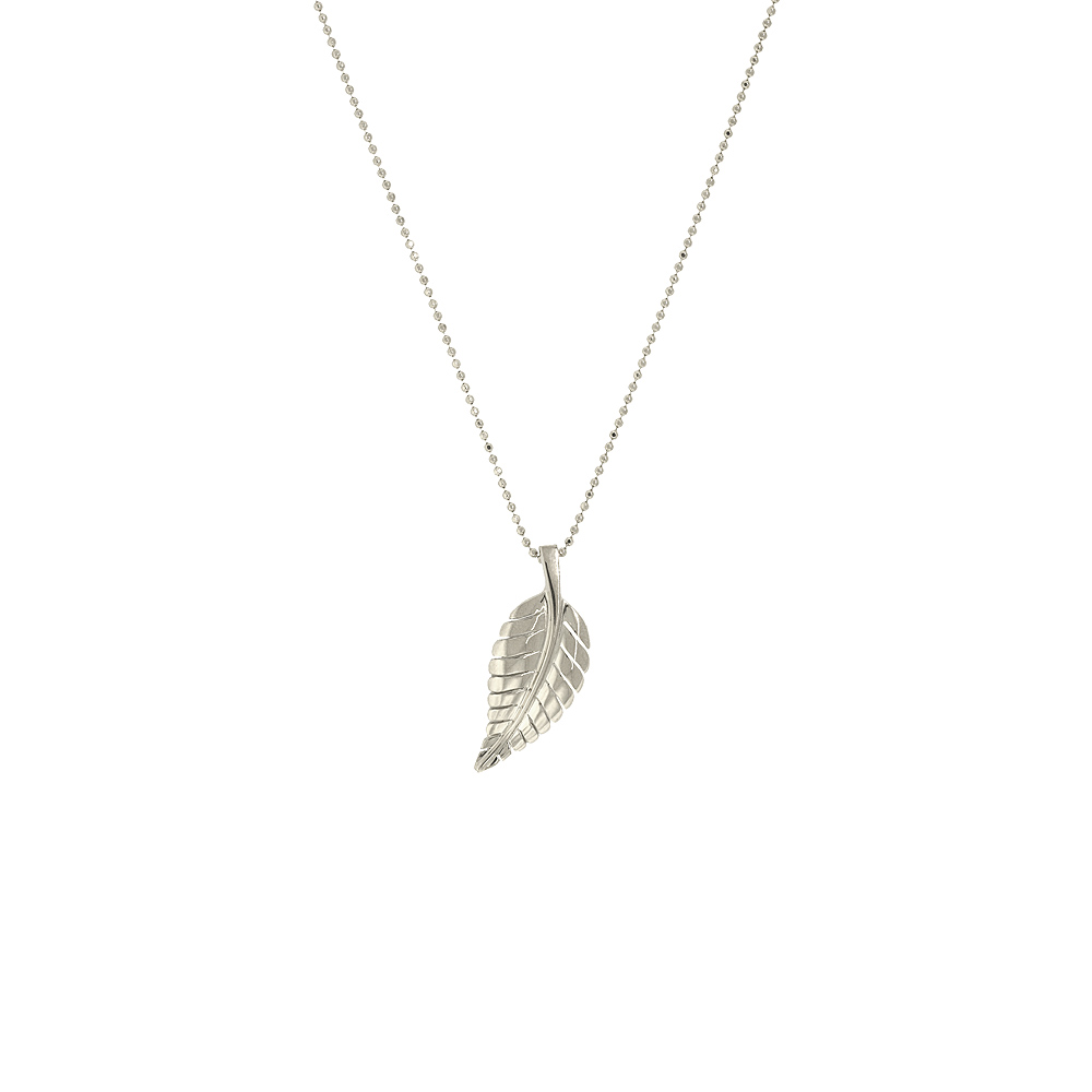 Leaf Pendant - White Gold