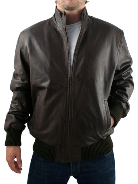 Dark Brown Ribbed Bomber Jacket