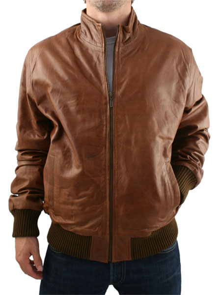 Tan Ribbed Bomber Jacket