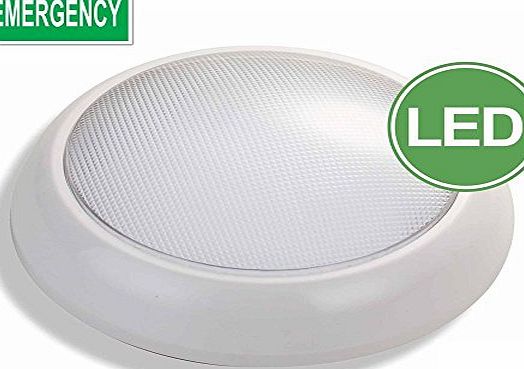 LED EMERGENCY Bulkhead Fitting 18Watt IP54 White Base 2D Fitting