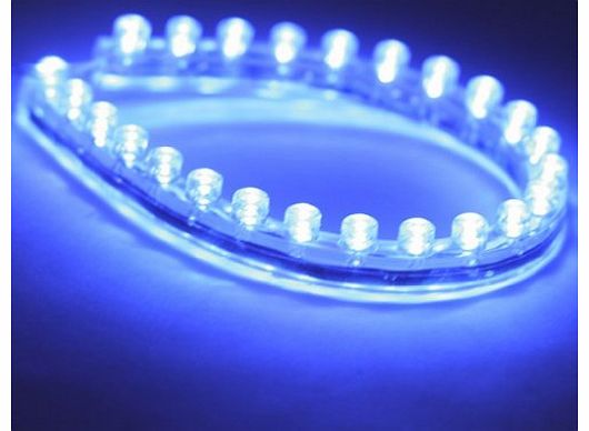 LEDER 12v LED Flexible BLUE Strip Light 24cm / 24 LEDs ** IDEAL FOR CARS, CAR STYLING, AQUARIUMS, ETC **