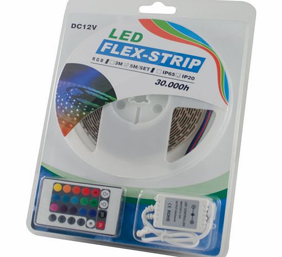 Ledex 5m RGB LED Strip IP20 7.2W/m with 12VDC PSU and