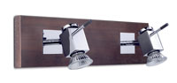 LEDS Lighting Wood Modern Chrome And Wenge Wood Wall Light With Two Spotlights