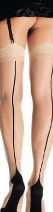 Leg Avenue Deluxe Nude Cuban Foot Seamed Retro Fashion Stockings - 9213