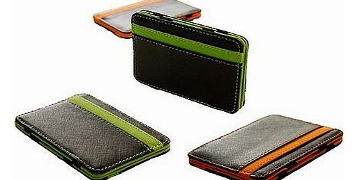 MAGIC WALLET MONEY CLIP LEATHER-LOOK ID CASH HOLDER CREDIT CARD CASE (Orange)