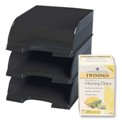 Plus Jumbo Letter Tray Deep-sided Black