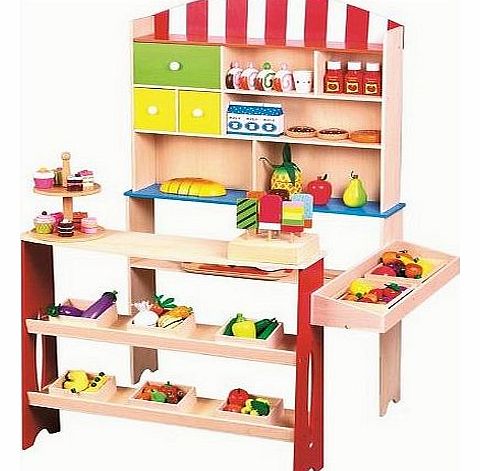 LELIN  Wooden Wood Childrens Kids Corner Village Shop Shopping Supermarket Unit