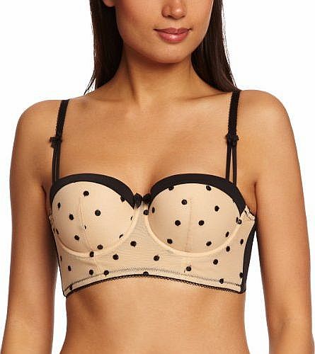 Charlotte Bustier Balcony Womens Bra Black/Nude 32B