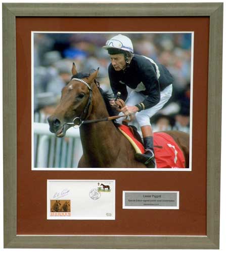 Lester Piggott signed and framed FDC Presentation