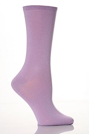 Levante Ladies 1 Pair Levante Plain Organic Cotton Comfort Top Crew Socks In 4 Colours Salmon