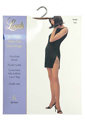 Ladies 1 Pair Levante Solare 6 Denier Nude Look Lace Top Hold Ups Soleil