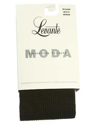 Ladies 1 Pair Levante Wool 100 Denier Rib Tights Mocca