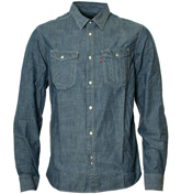 Mid Blue Long Sleeve Denim Shirt