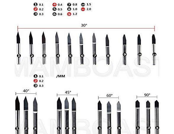 LGM 10x Carbide PCB Engraving CNC Bit Router Tool 10 Degree 0.1mm Tip 1/8`` 3.175mm