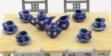 LIME MARKETING Dolls House 1/12 Scale/ 9 Piece Tea Set Blue Sunflower