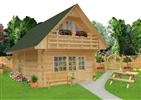 5 x 8m Log Home: Felt Shingles - Green; Red; Grey;