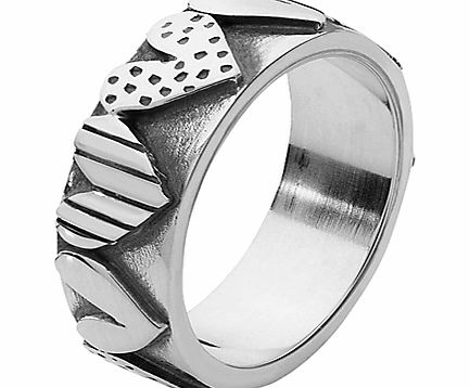 Stripe Spot Heart Ring, Silver, N