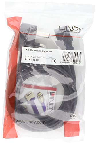  3m Mains Power Lead UK 3-Pin Plug - Black