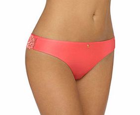 Sinai coral embroidered back thong