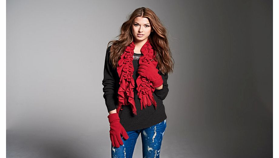 Lipsy Freya Ruffle Fleece Scarf Set