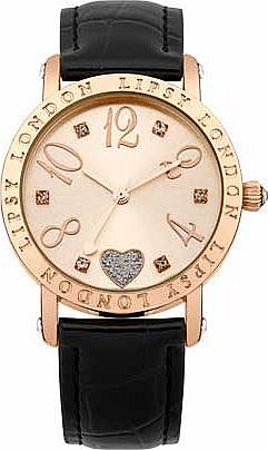 Lipsy Ladies Gold Black Strap Watch