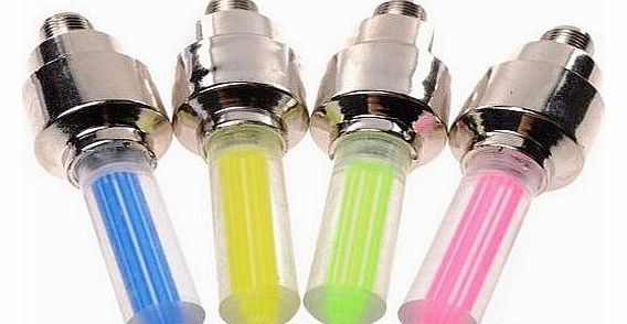 Liroyal 4 Pairs Multicolor Motor Bike Car Tyre Tire Valve Wheel LED Light by Liroyal