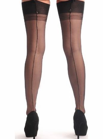 LissKiss Stockings With Seam amp; Suspender Belt (190  cm tall) - Black Seamed Designer Gloss Stockings