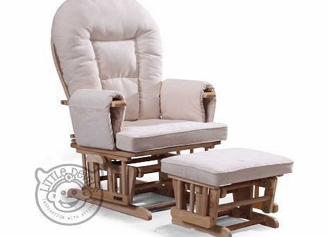 Little Devils Direct CREAM SUPREMO BAMBINO FABRIC NURSING GLIDER / ROCKER / MATERNITY / FEEDING / GLIDER CHAIR (With Locking Mechanism amp; Free Matching Footstool)