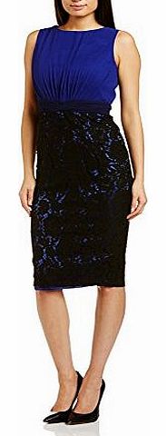 Little Mistress Womens Colourblock Shift Body Con Sleeveless Dress, Blue (Cobalt/Black), Size 10