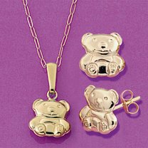 teddy ear-rings/pendant set