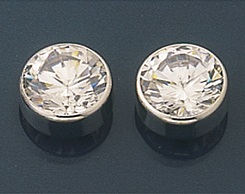 white gold rubover cubic zirconia earrings