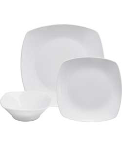 Living 12 Piece Porcelain Square Dinner Set