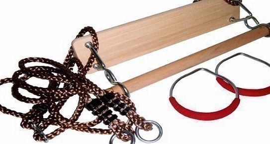 Loggyland Gymnastics Set Swing Seat, Gymnastics Rings and Wooden Trapeze