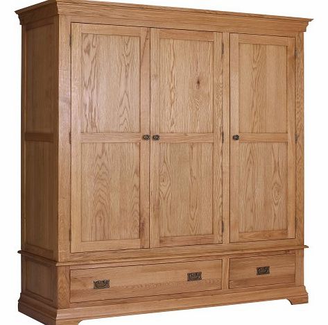 Loire Oak Farmhouse 3 Door 2 Drawer Wardrobe