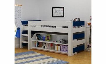 Lollipop New Lollipop Boys Blue 3ft Mid Sleeper Cabin Under Bed Storage Shelves Bookcase