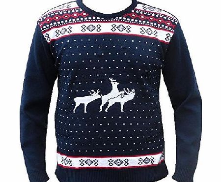 London Knitwear Gallery Christmas Rude Naughty Novelty Jumper Santa Funny Retro Navy L