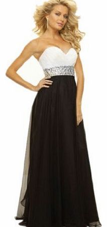 LondonProm B87 BLACK WHITE CHIFFON SIZE 8-16 Evening Dresses party full length prom gown ball dress robe (18)