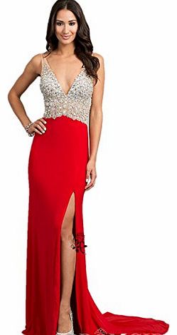 LondonProm TT6 beading Evening Dresses party full length prom gown ball dress robe (10, RED)