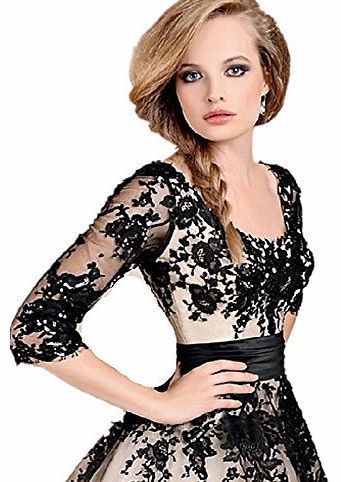 LondonProm wt46 shor WHITE /BLACK Wedding Birde dress chiffon full length prom gown ball dress robe (8, BLACK)