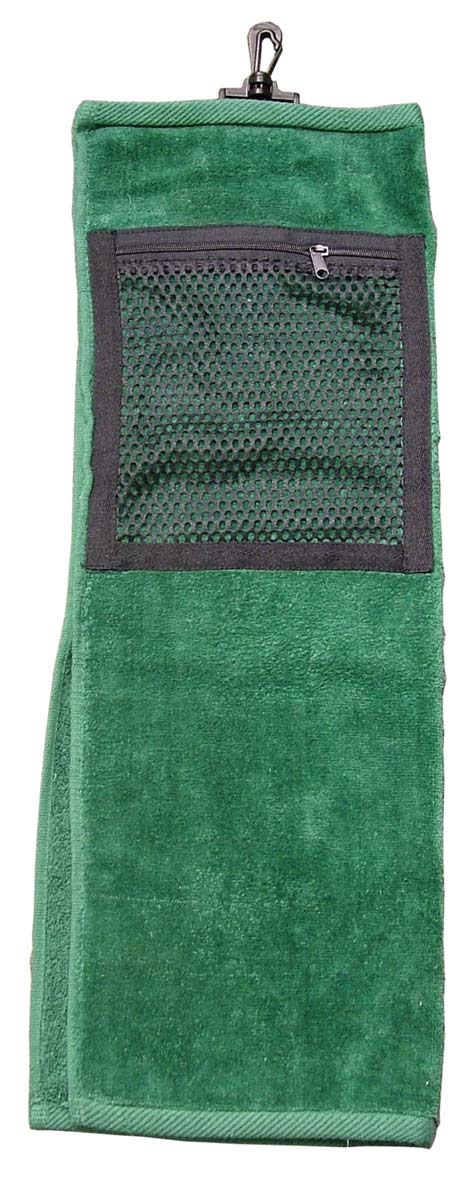 Longridge 2-FOLD GOLF TOWEL WITH MESH POCKET GREEN