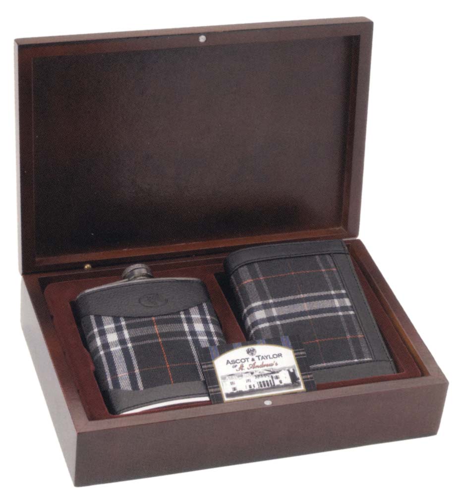 Longridge Golf Hip Flask and Wallet Set