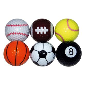 Novelty Sports Golf Balls (6 Balls)