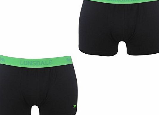 Lonsdale 2 Pack Trunks Junior Black/Fl Green 9-10 Yrs