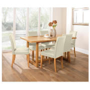 Table oak & 6 Lucca oak & cream leather