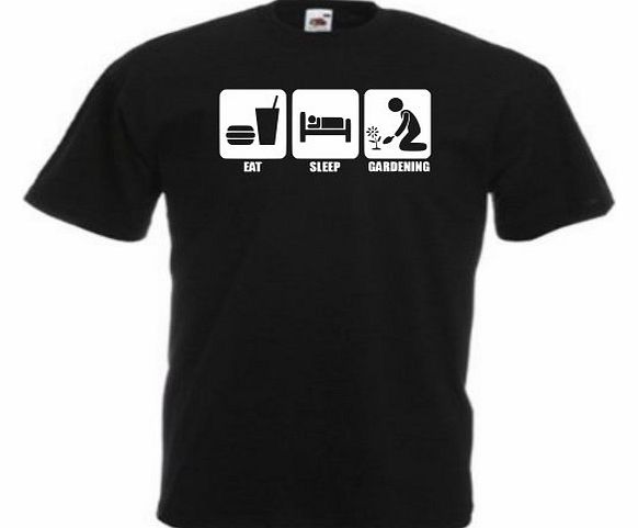 Eat sleep gardening T-shirt 397 - Black - Xlarge