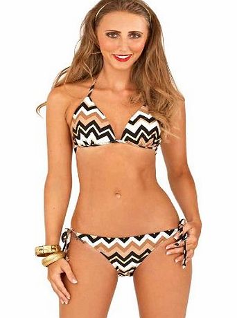 Lora Dora Womens ZigZag Triangle String Bikini Set Ladies Summer Halterneck Beach Summer Beach Holidays Size 8