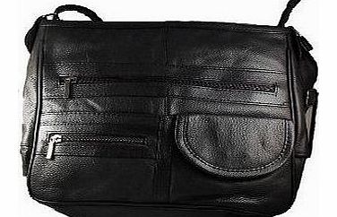 Lorenz GENUINE LEATHER HANDBAG WITH ORGANISER (REF3771) (BLACK)